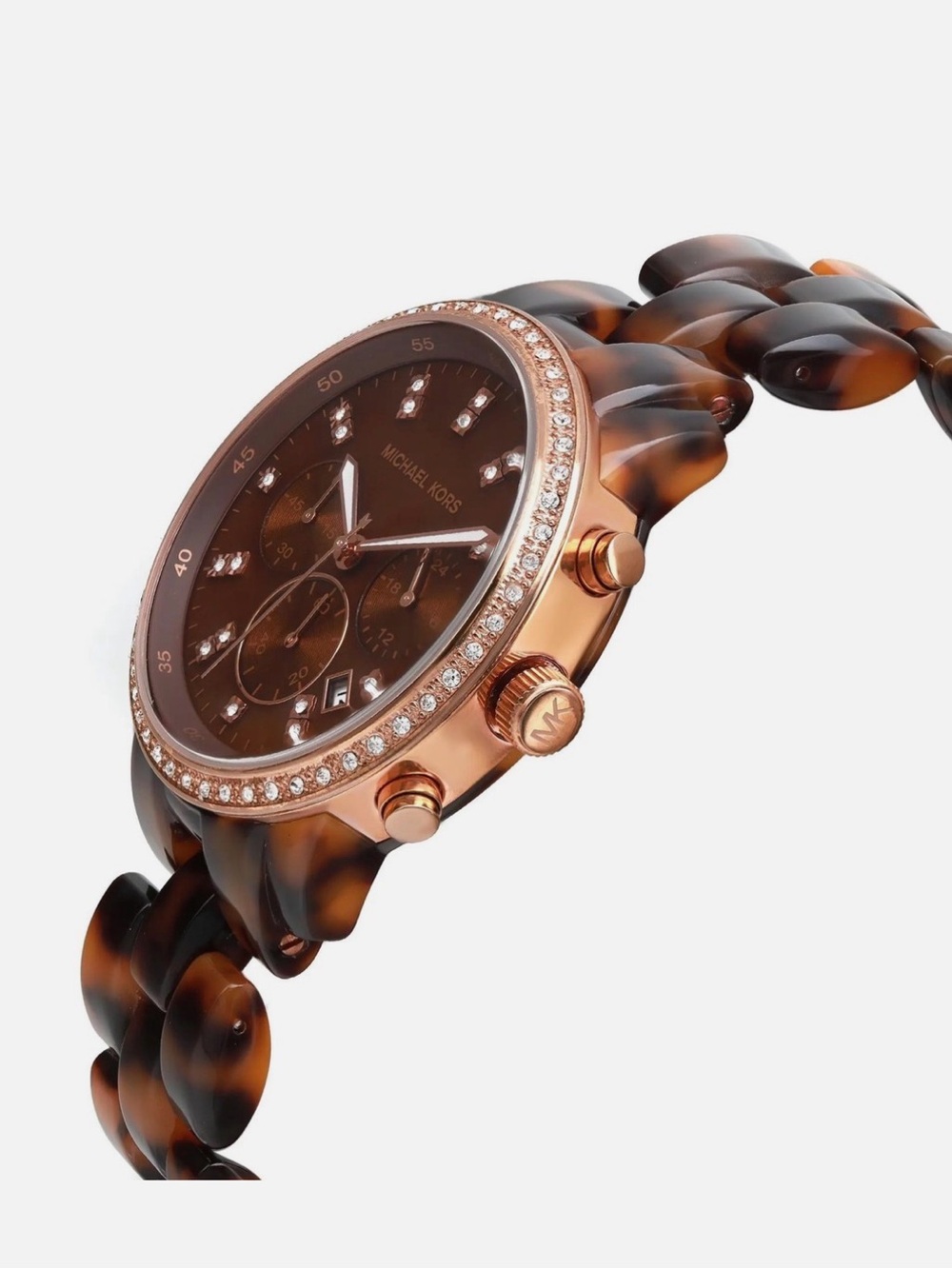 Michael Kors Showstopper Steel Chronograph Brown Dial Ladies Quartz Watch MK5366